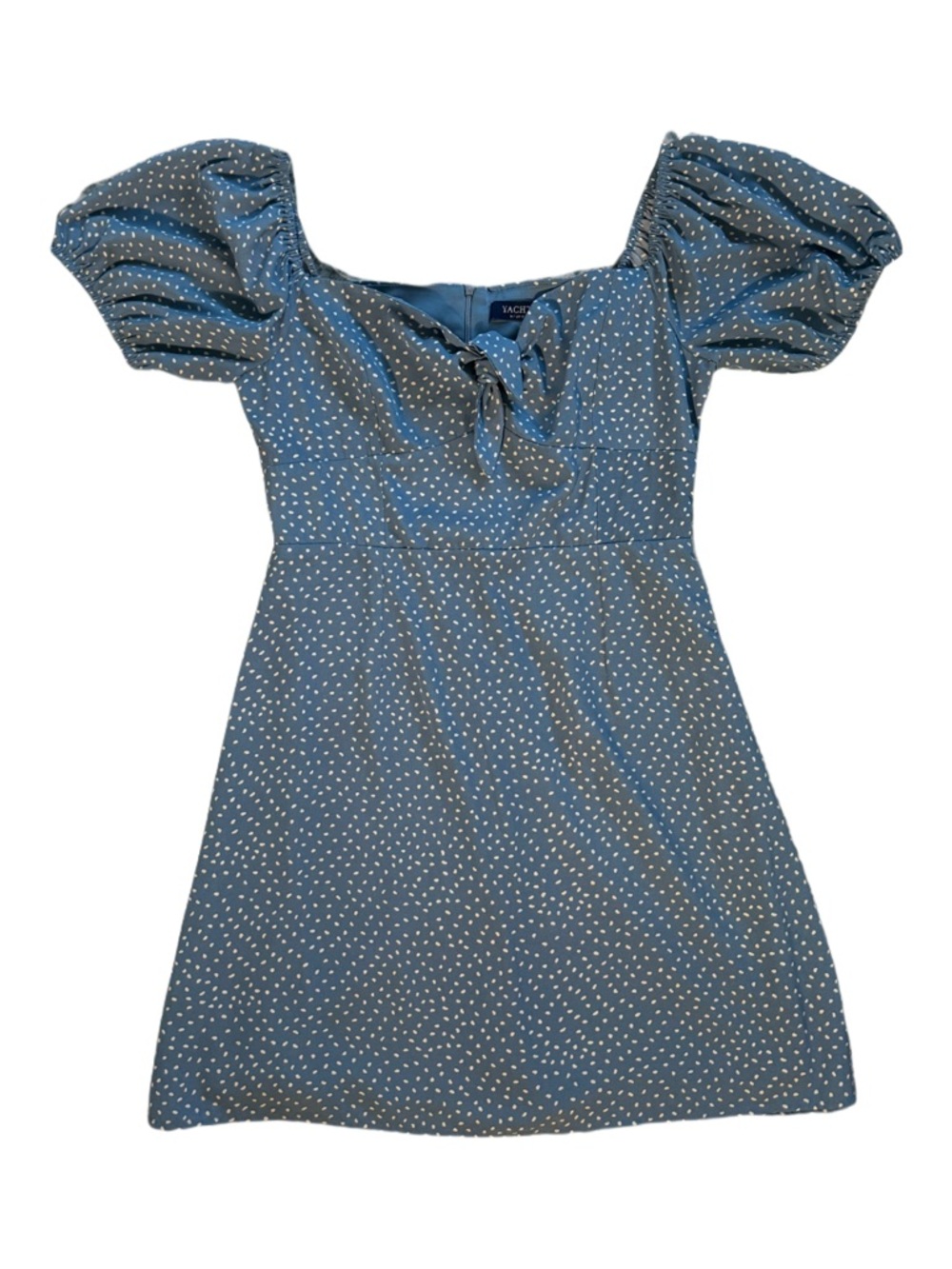 Blue Polka Dot Puff-Sleeve Mini Dress